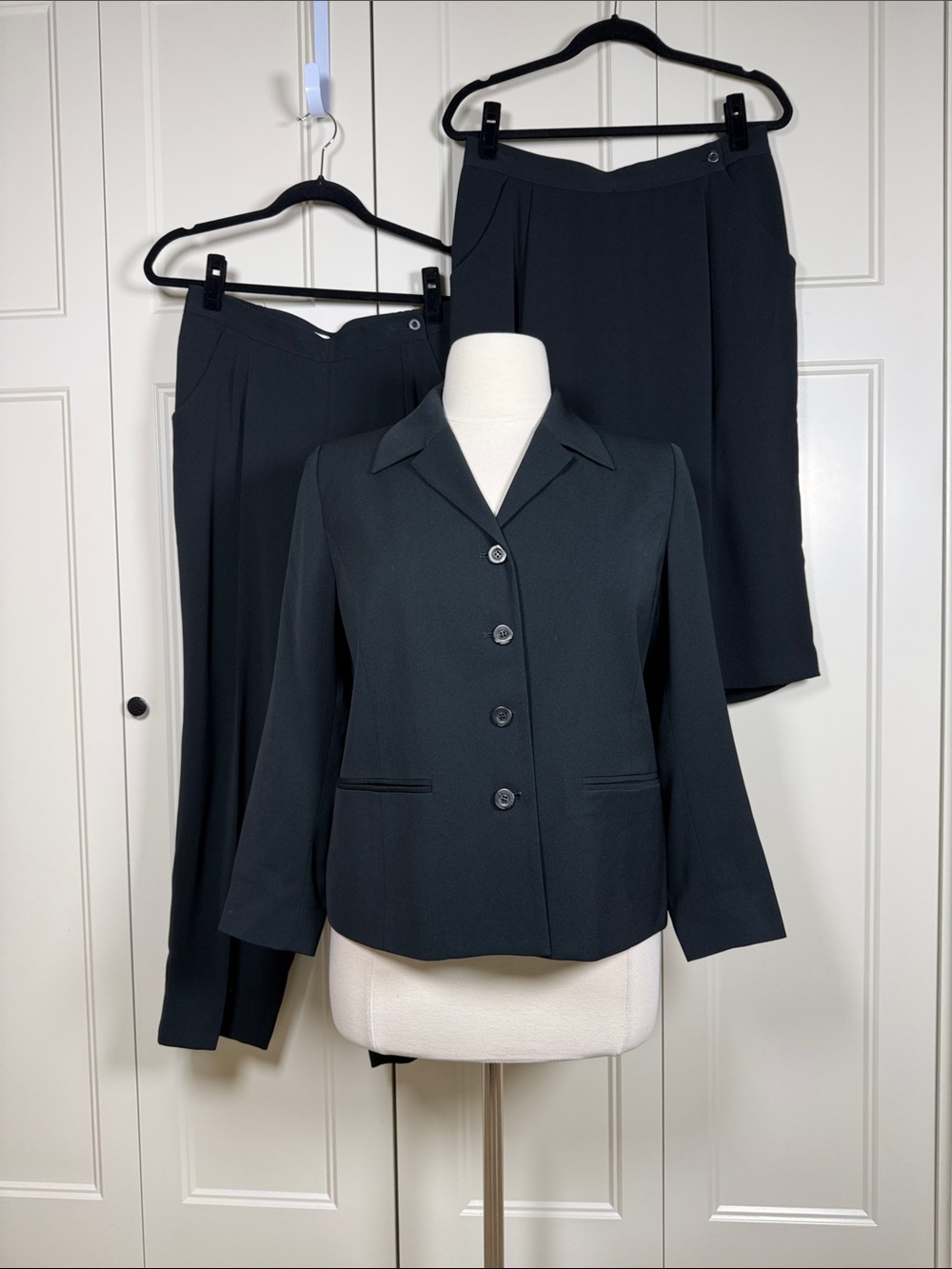 Vintage Elizabeth by Liz Claiborne Black Blazer with Matching Skirt and Trousers